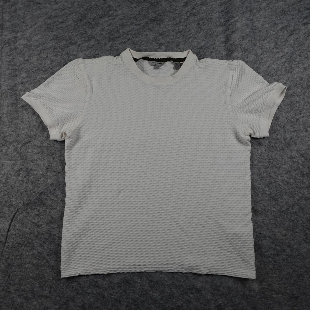Ted Baker Top Womens‎ 1 US 4 White Textured Tee Crew Neck Short Sleeve Knit